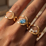 Bague Loop Solitaire Diamant Poire Bleu - Lauredi