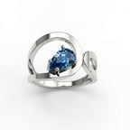Bague Loop Solitaire Diamant Poire Bleu - Lauredi