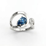 Bague Loop Solitaire Diamant Poire Bleu - Lauredi