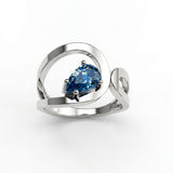 Bague Loop Solitaire Diamant Poire Bleu - Lauredi
