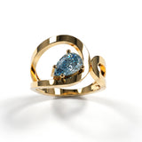 Bague Loop Solitaire Diamant Poire Bleu - Lauredi