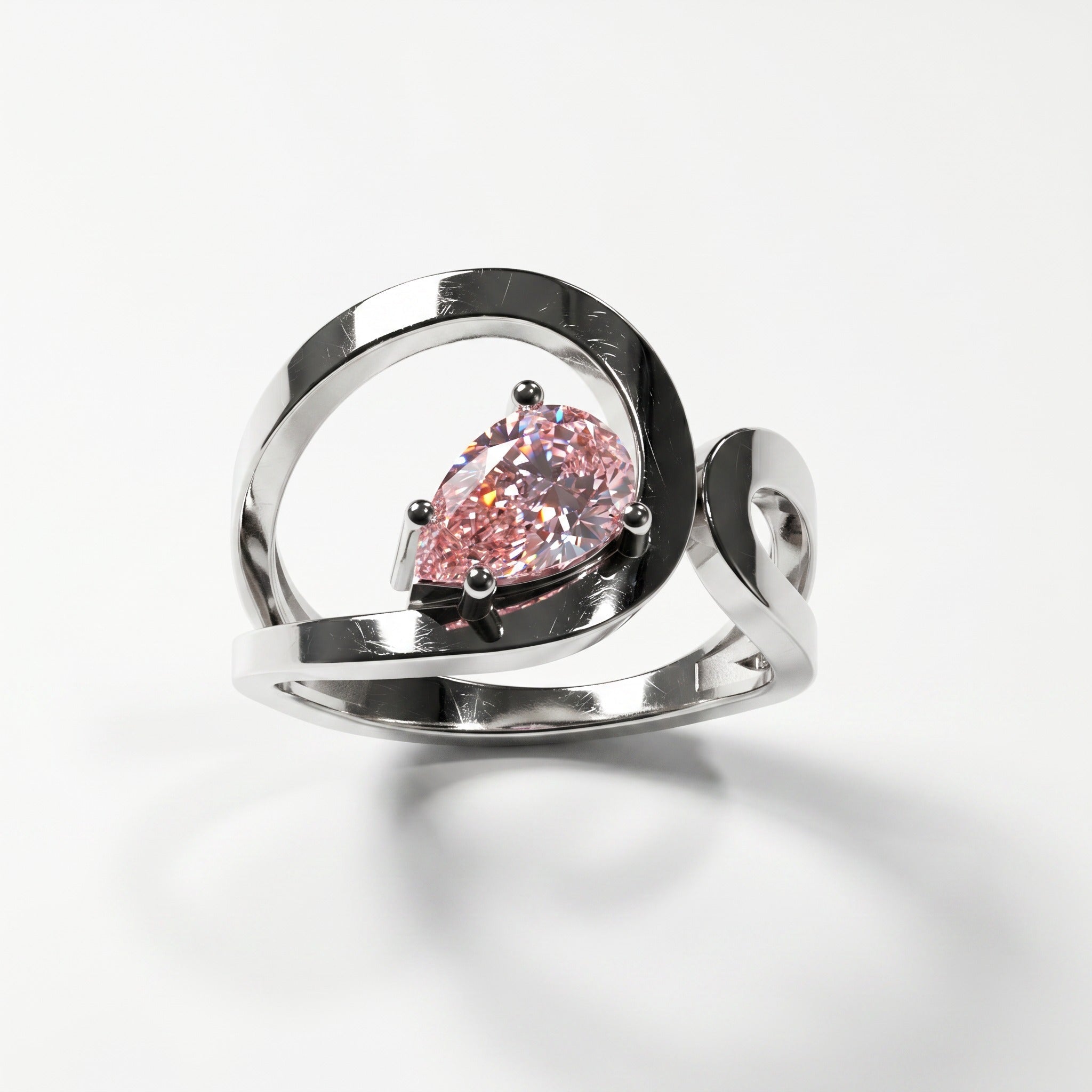 Bague Loop Solitaire Diamant Poire Rose - Lauredi