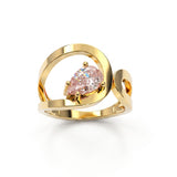 Bague Loop Solitaire Diamant Poire Rose - Lauredi