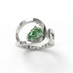 Bague Loop Solitaire Diamant Poire Vert - Lauredi