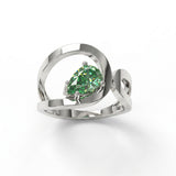 Bague Loop Solitaire Diamant Poire Vert - Lauredi