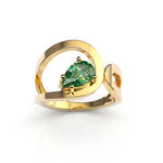 Bague Loop Solitaire Diamant Poire Vert - Lauredi