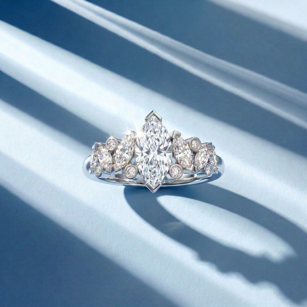 Bague Mme La Marquise diamant marquise blanc - Lauredi