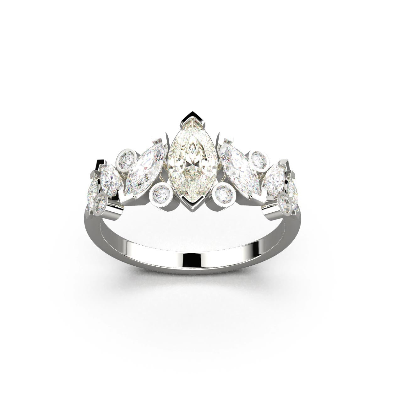 Bague Mme La Marquise Diamant Marquise Blanc, Or 18 carats - Lauredi