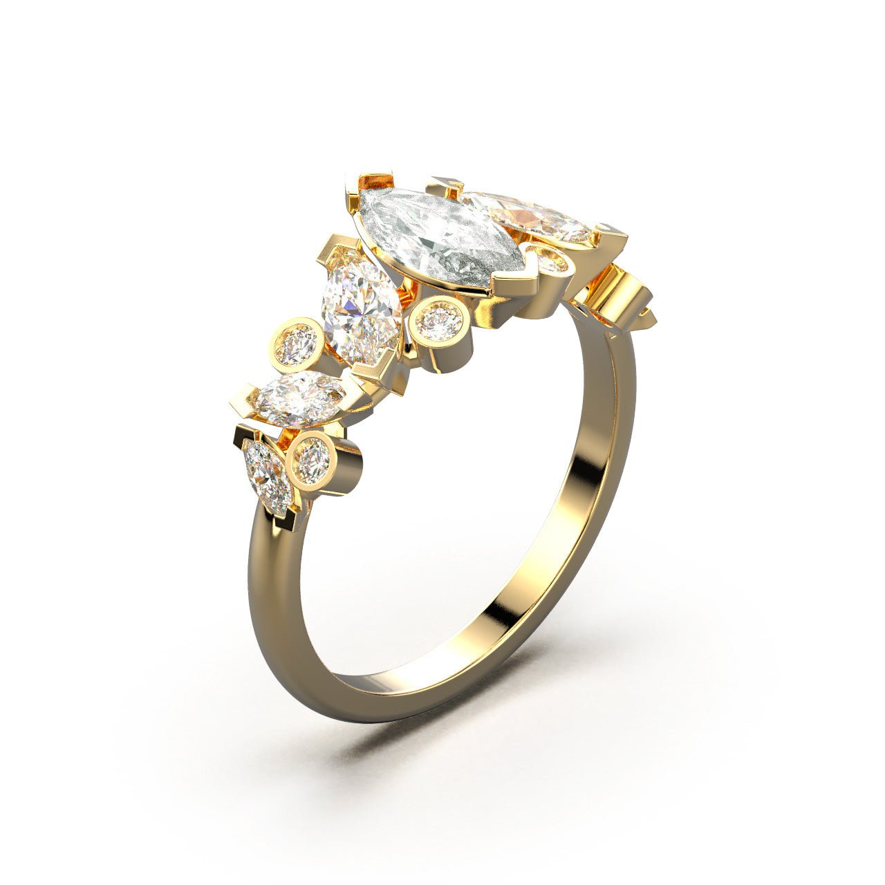 Bague Mme La Marquise Diamant Marquise Blanc, Or 18 carats - Lauredi