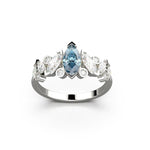 Bague Mme La Marquise Diamant Marquise Bleu, Or 18 carats - Lauredi