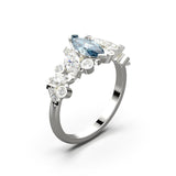 Bague Mme La Marquise Diamant Marquise Bleu, Or 18 carats - Lauredi