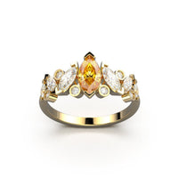 Bague Mme La Marquise en or recyclé 18 carats, diamant de laboratoire taille marquise jaune – Lauredi