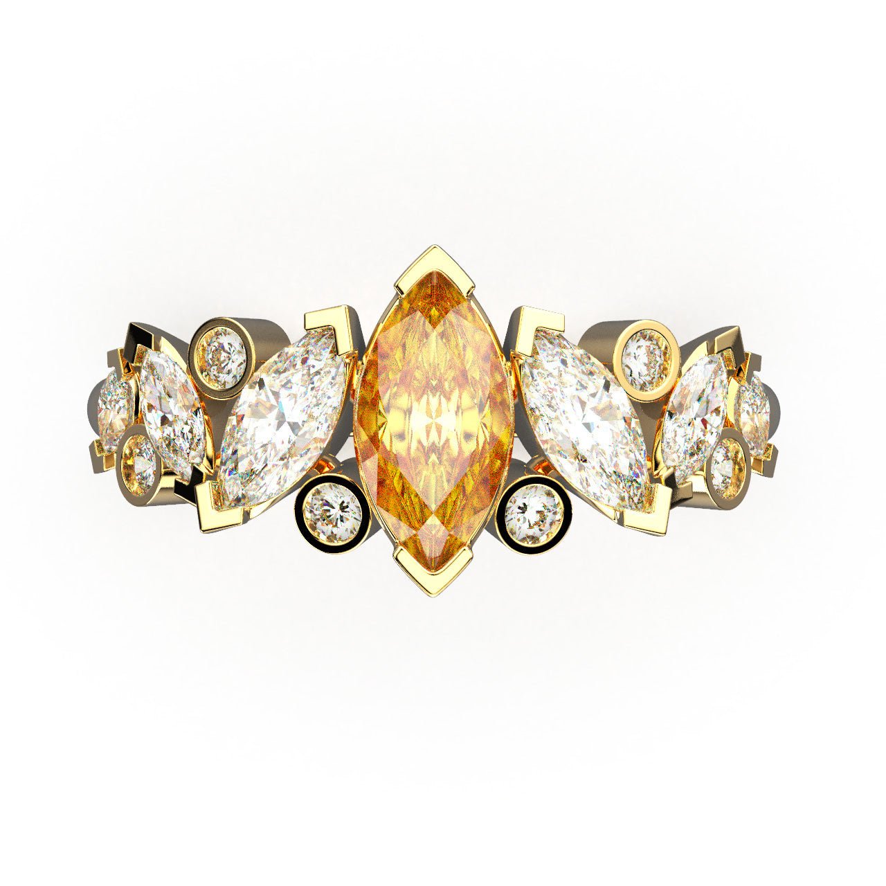 Bague Mme La Marquise Diamant Marquise Jaune, Or 18 carats - Lauredi
