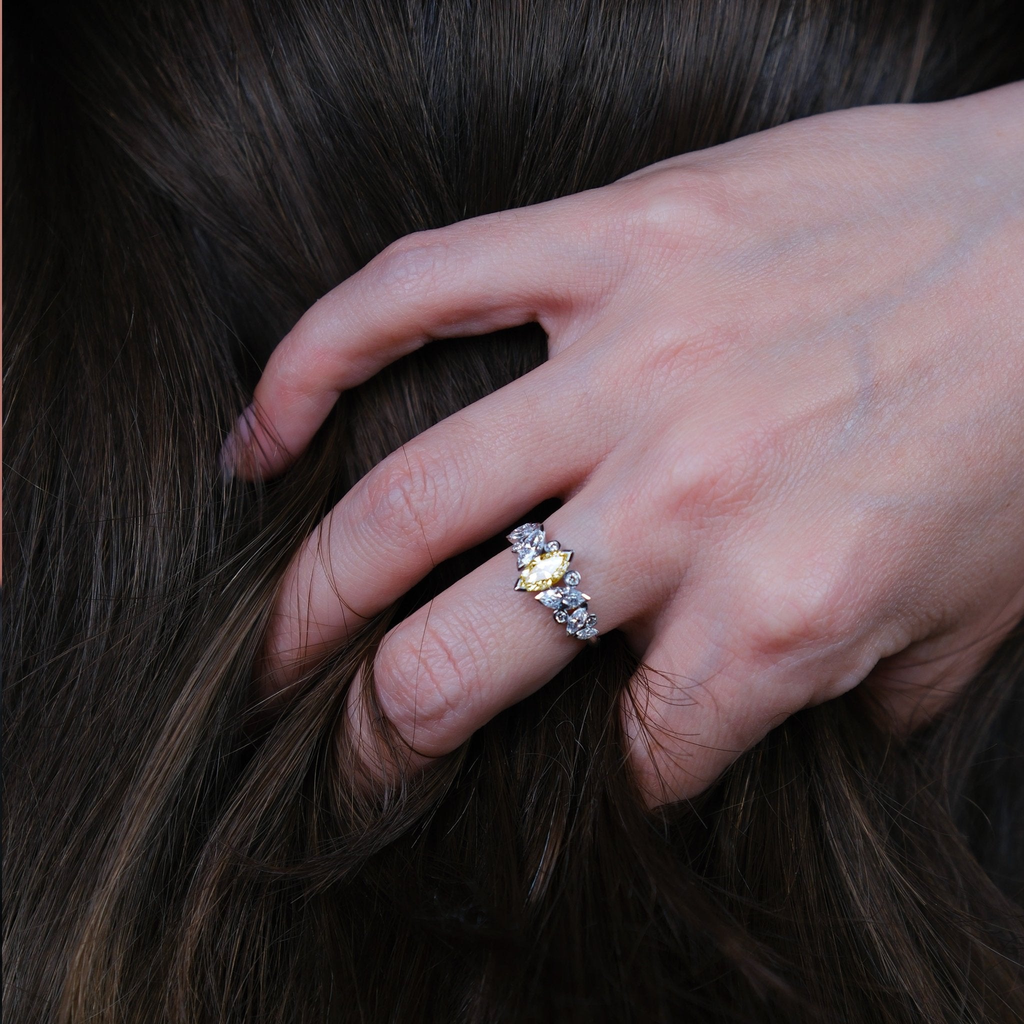 Bague Mme La Marquise Diamant Marquise Jaune, Or 18 carats - Lauredi