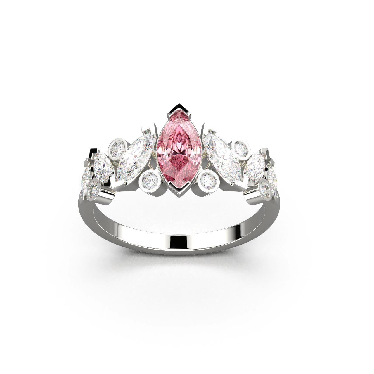Bague Mme La Marquise Diamant Marquise Rose, Or 18 carats - Lauredi