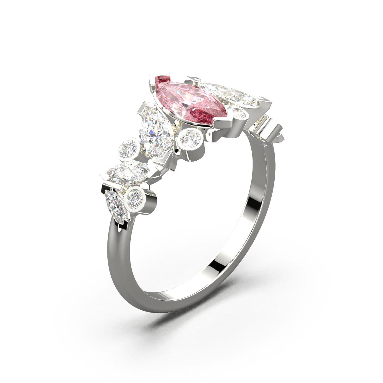 Bague Mme La Marquise Diamant Marquise Rose, Or 18 carats - Lauredi