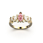 Bague Mme La Marquise Diamant Marquise Rose, Or 18 carats - Lauredi