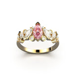Bague Mme La Marquise Diamant Marquise Rose, Or 18 carats - Lauredi