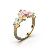 Bague Mme La Marquise Diamant Marquise Rose, Or 18 carats - Lauredi