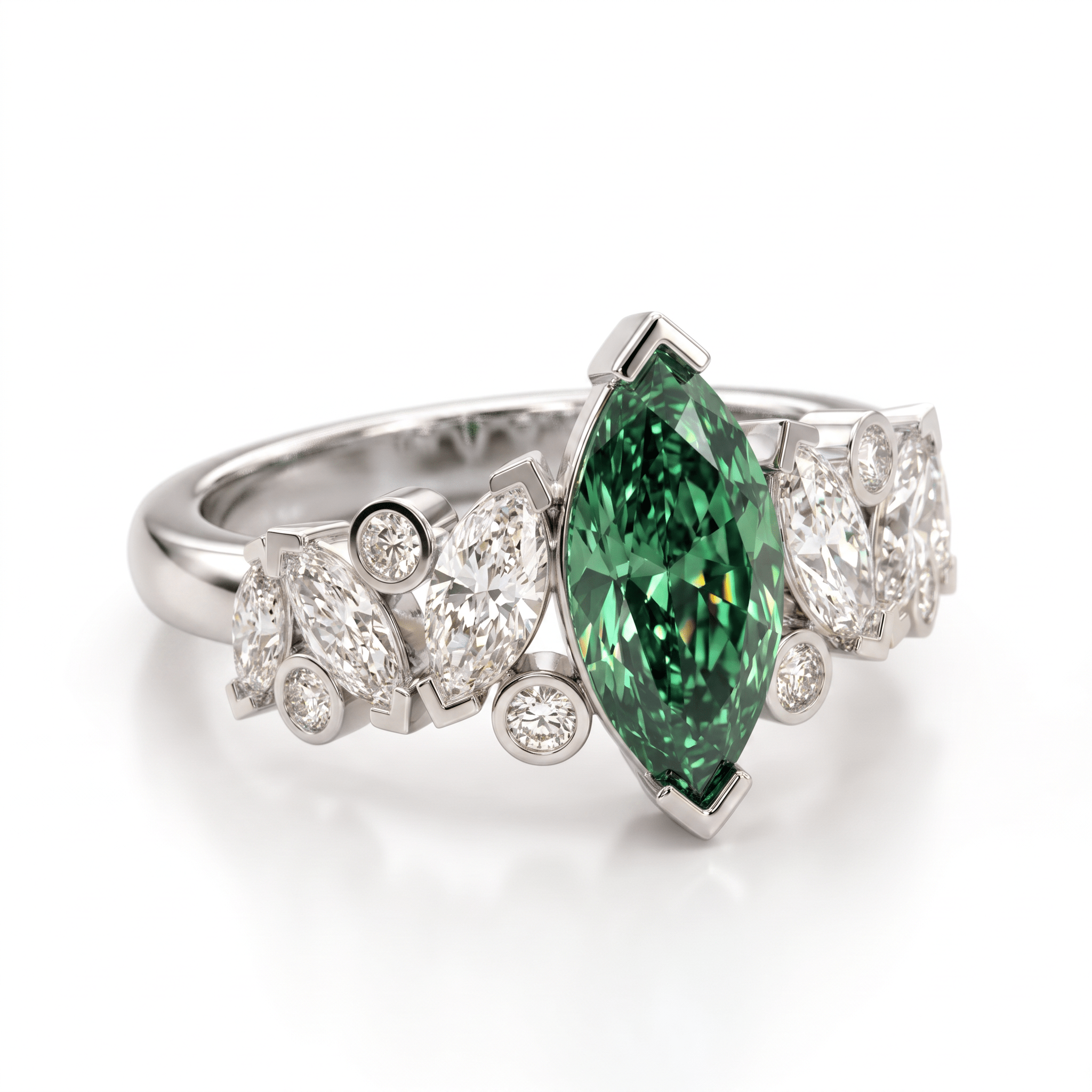Bague Mme La Marquise Diamant Marquise Vert - Lauredi