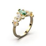 Bague Mme La Marquise Diamant Marquise Vert, Or 18 carats - Lauredi