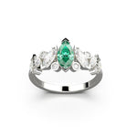 Bague Mme La Marquise Diamant Marquise Vert, Or 18 carats - Lauredi