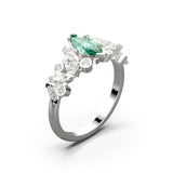 Bague Mme La Marquise Diamant Marquise Vert, Or 18 carats - Lauredi