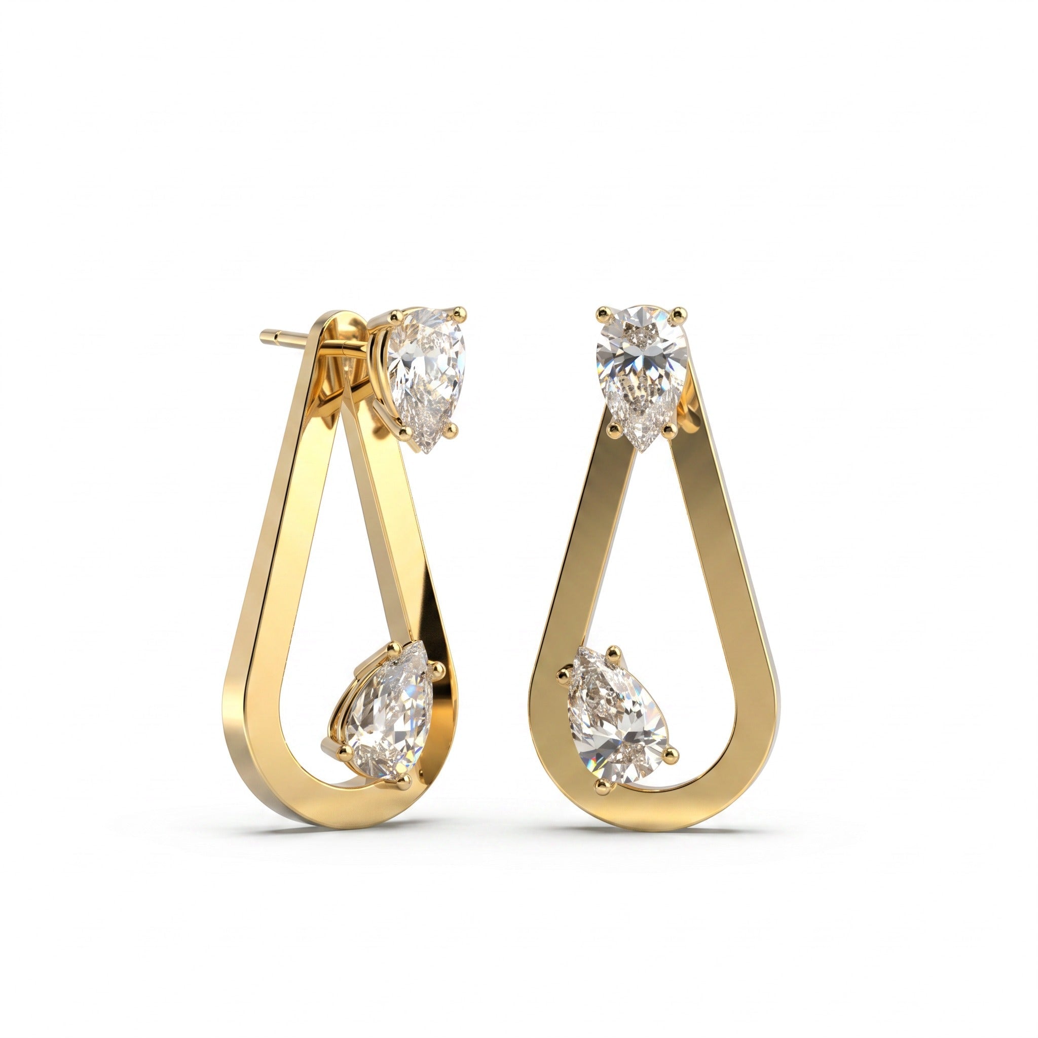 Boucles d'oreilles Loop Solitaire Poire — Diamant blanc - Lauredi