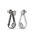 Boucles d'oreilles Loop Solitaire Poire — Diamant blanc - Lauredi