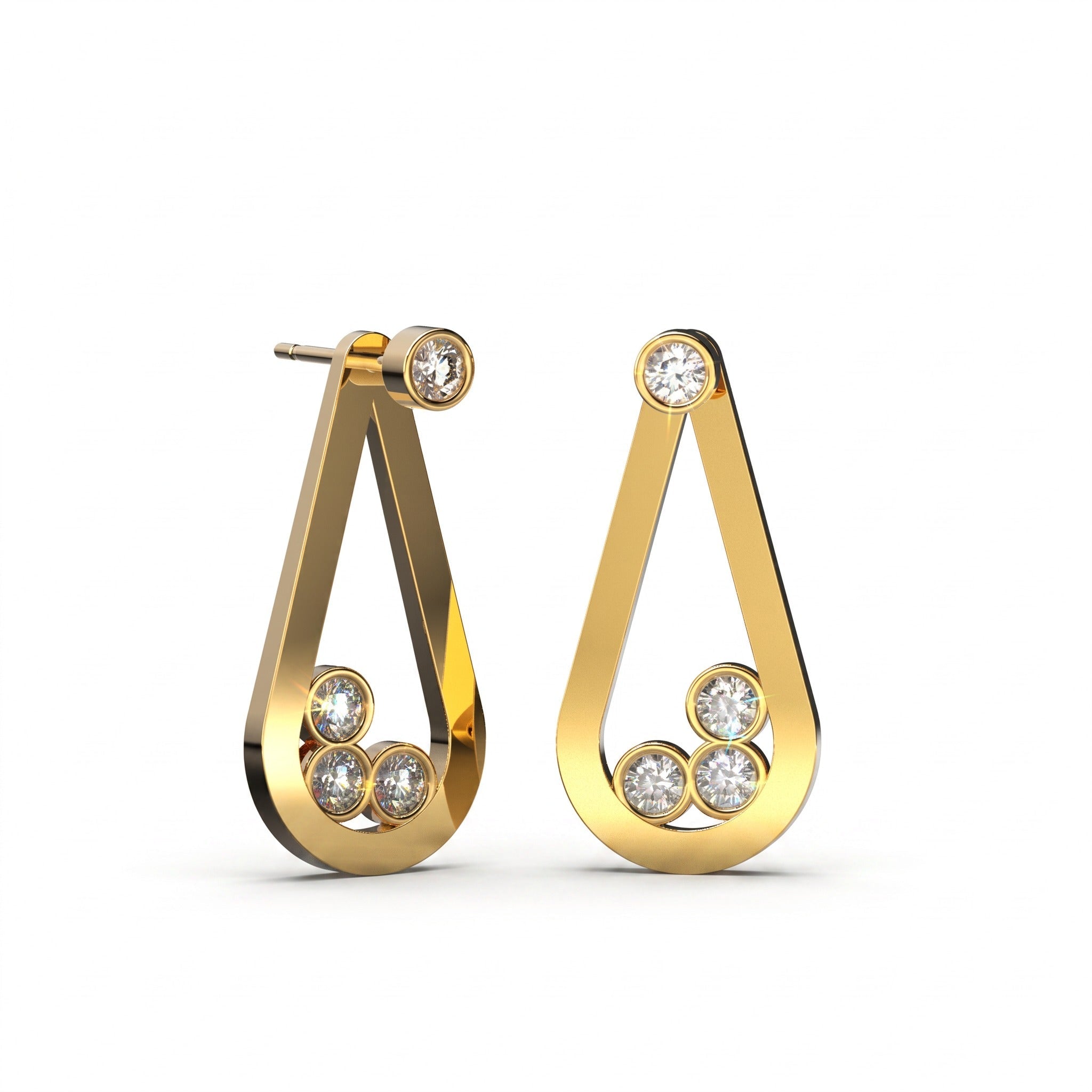 Boucles d'oreilles Loop Trio Diamants — Diamant blanc - Lauredi