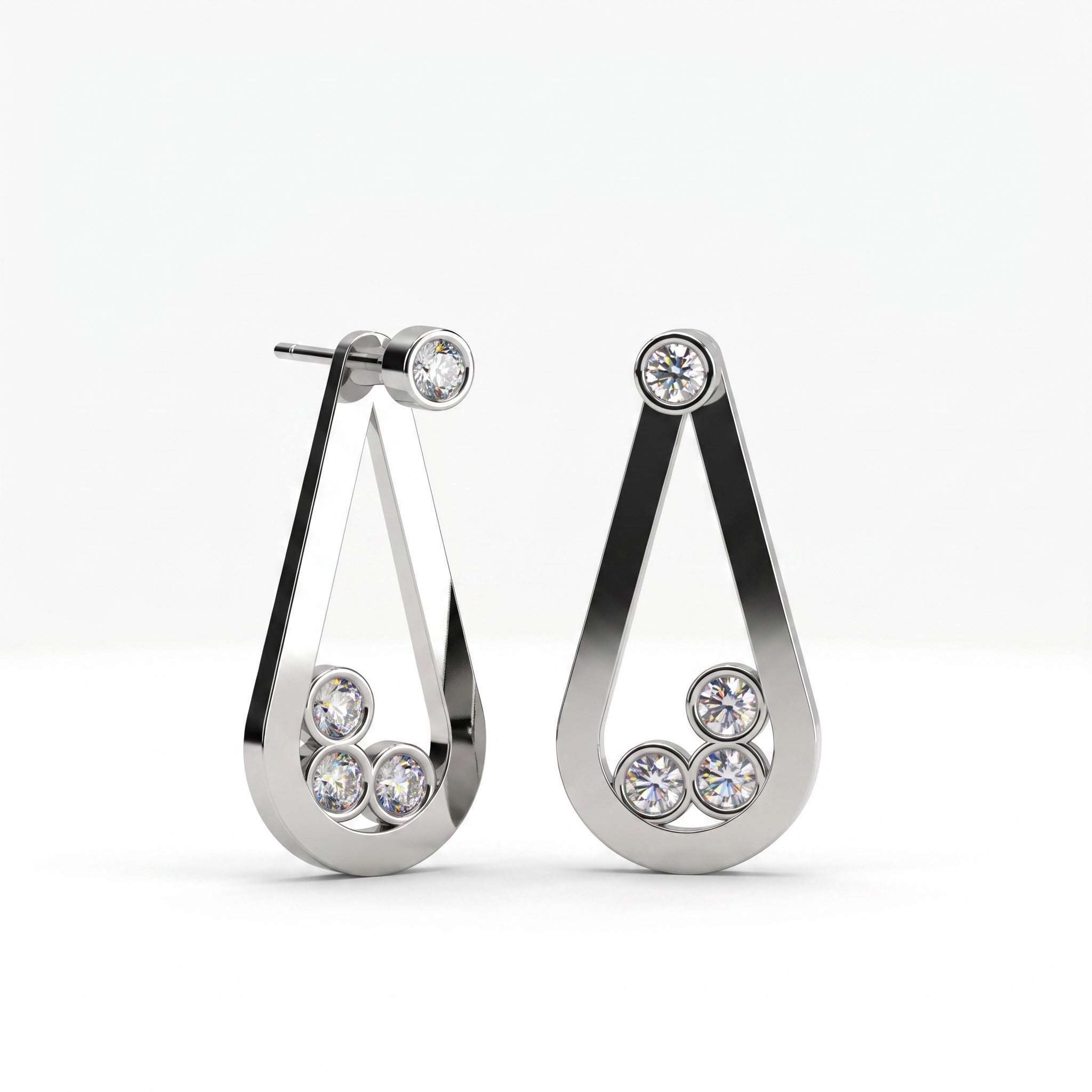 Boucles d'oreilles Loop Trio Diamants — Diamant blanc - Lauredi