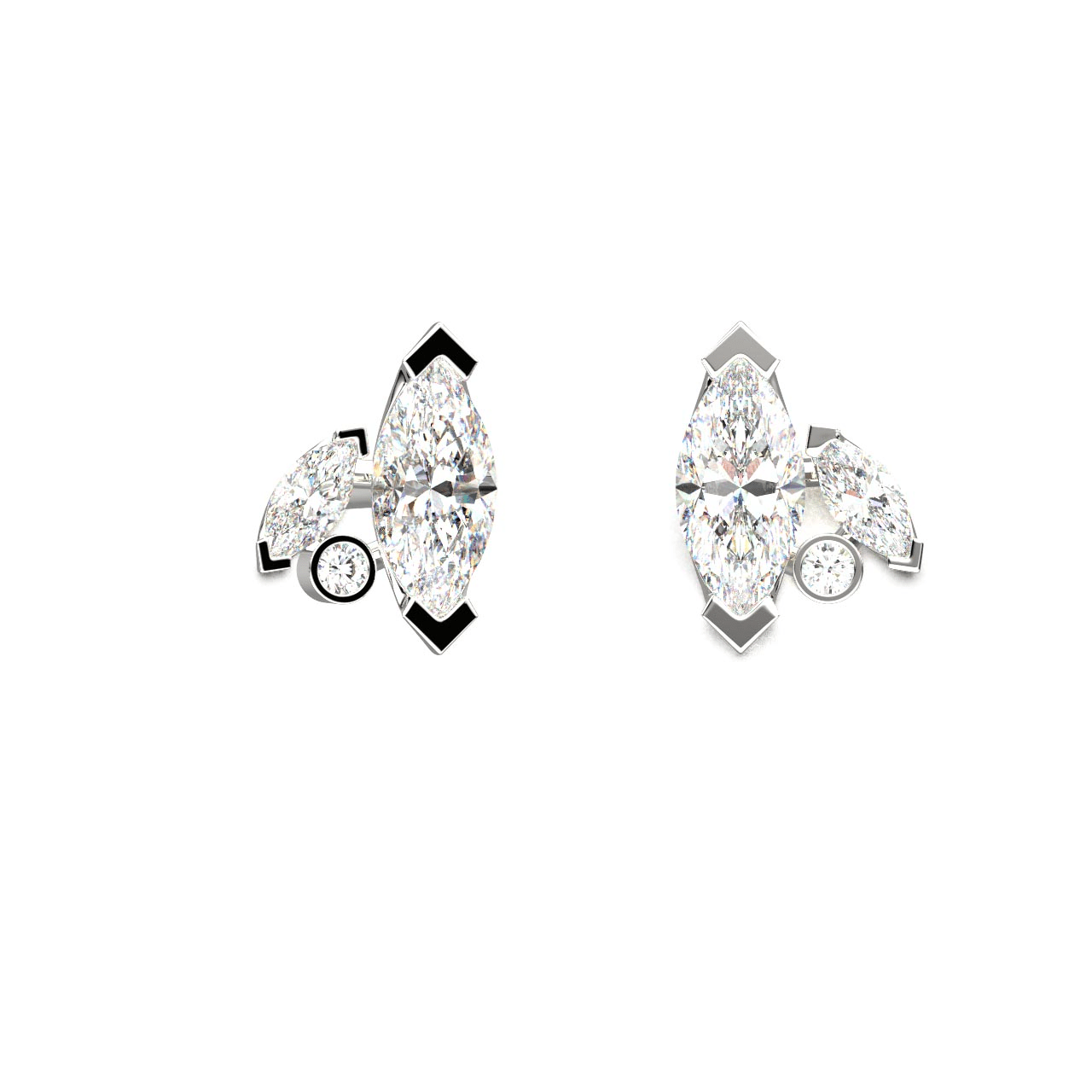 Boucles d'oreilles Mme La Marquise Diamant Marquise Blanc, Or 18 carats - Lauredi