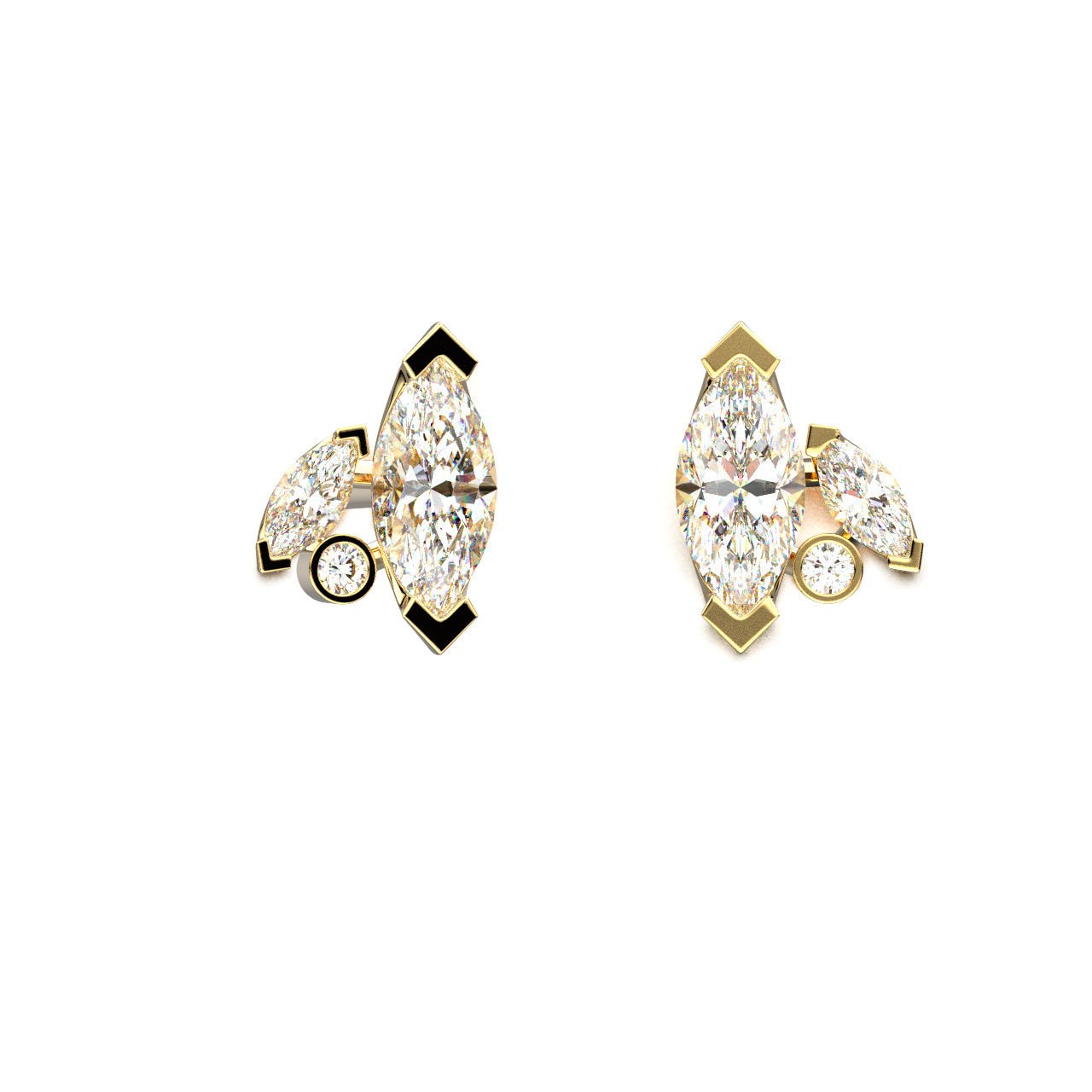 Boucles d'oreilles Mme La Marquise Diamant Marquise Blanc, Or 18 carats - Lauredi
