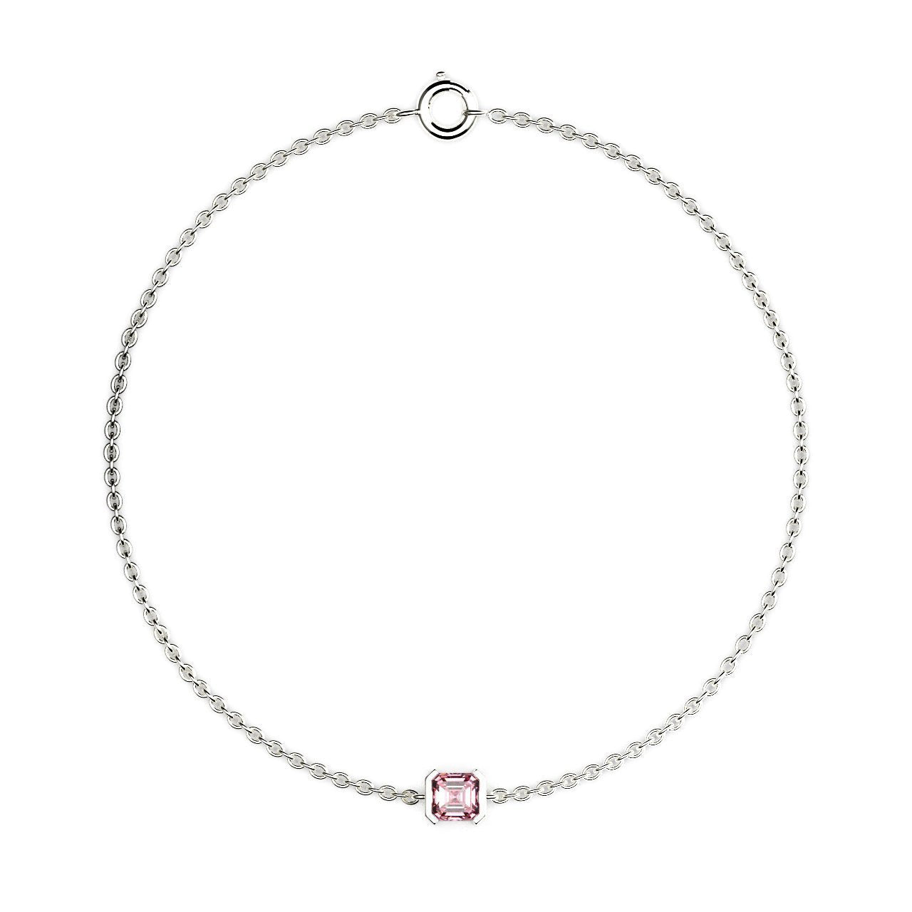 Faubourg 1925 Baby Bracelet - 1 Asscher-Cut Pink Diamond, 18-karat White/Yellow Gold (Copy) - Lauredi