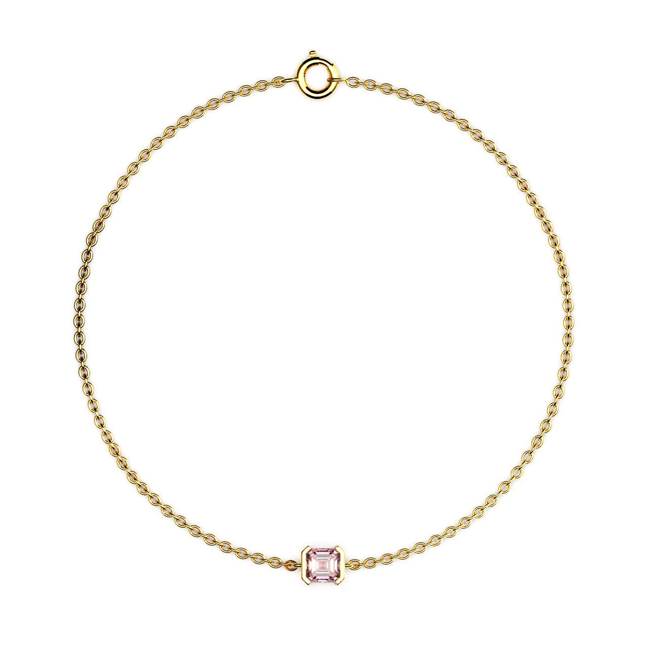 Faubourg 1925 Baby Bracelet - 1 Asscher-Cut Pink Diamond, 18-karat White/Yellow Gold (Copy) - Lauredi
