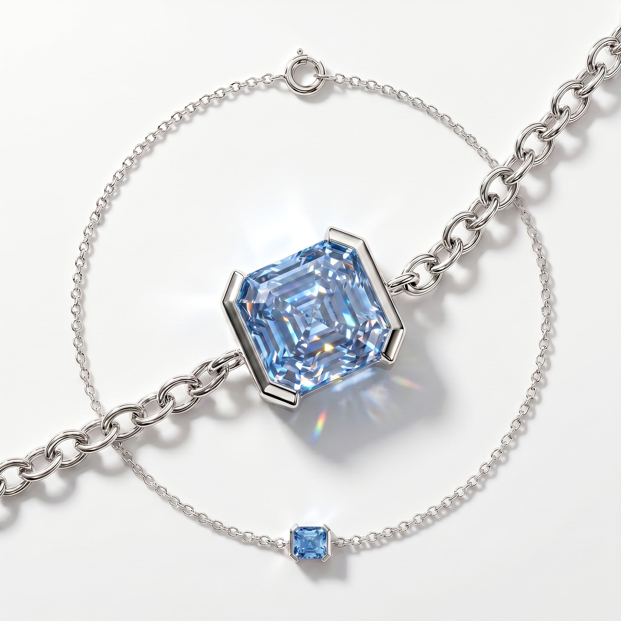 Bracciale Faubourg 1925 in oro riciclato 18 carati con diamante di laboratorio taglio Asscher blu – Lauredi