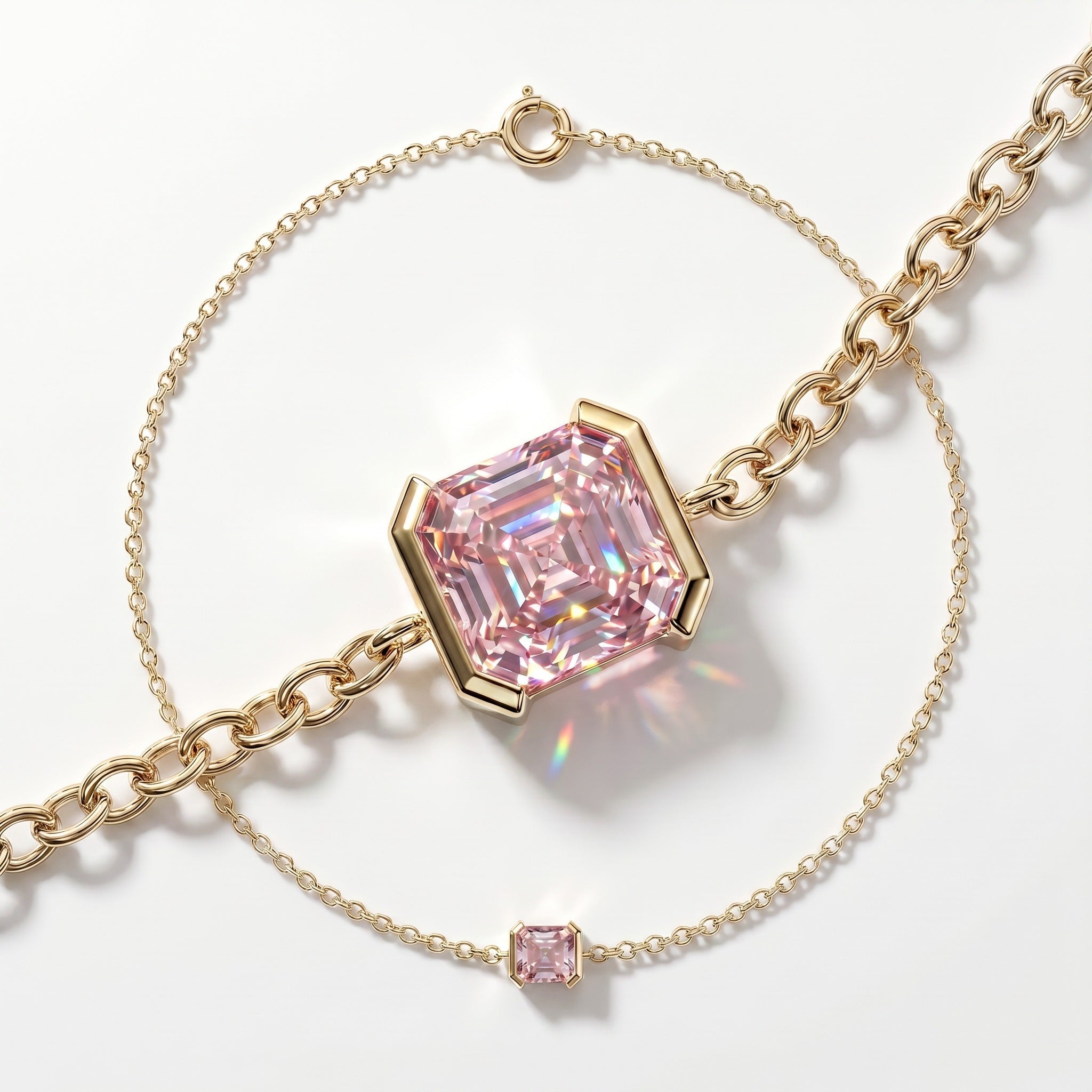 Pulsera Faubourg 1925 en oro reciclado de 18 quilates con diamante de laboratorio talla Asscher rosa – Lauredi