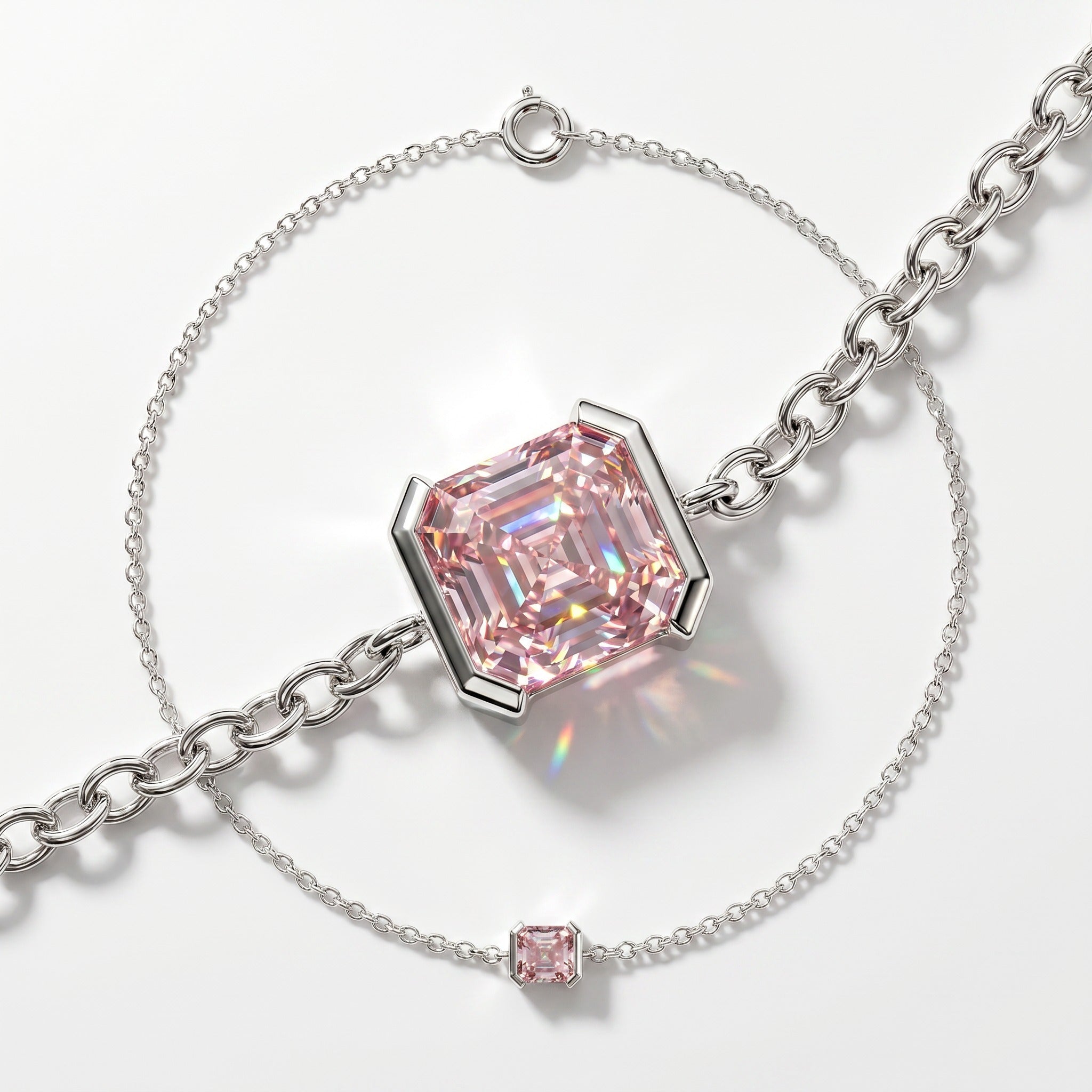 Bracciale Faubourg 1925 in oro riciclato 18 carati con diamante di laboratorio taglio Asscher rosa – Lauredi