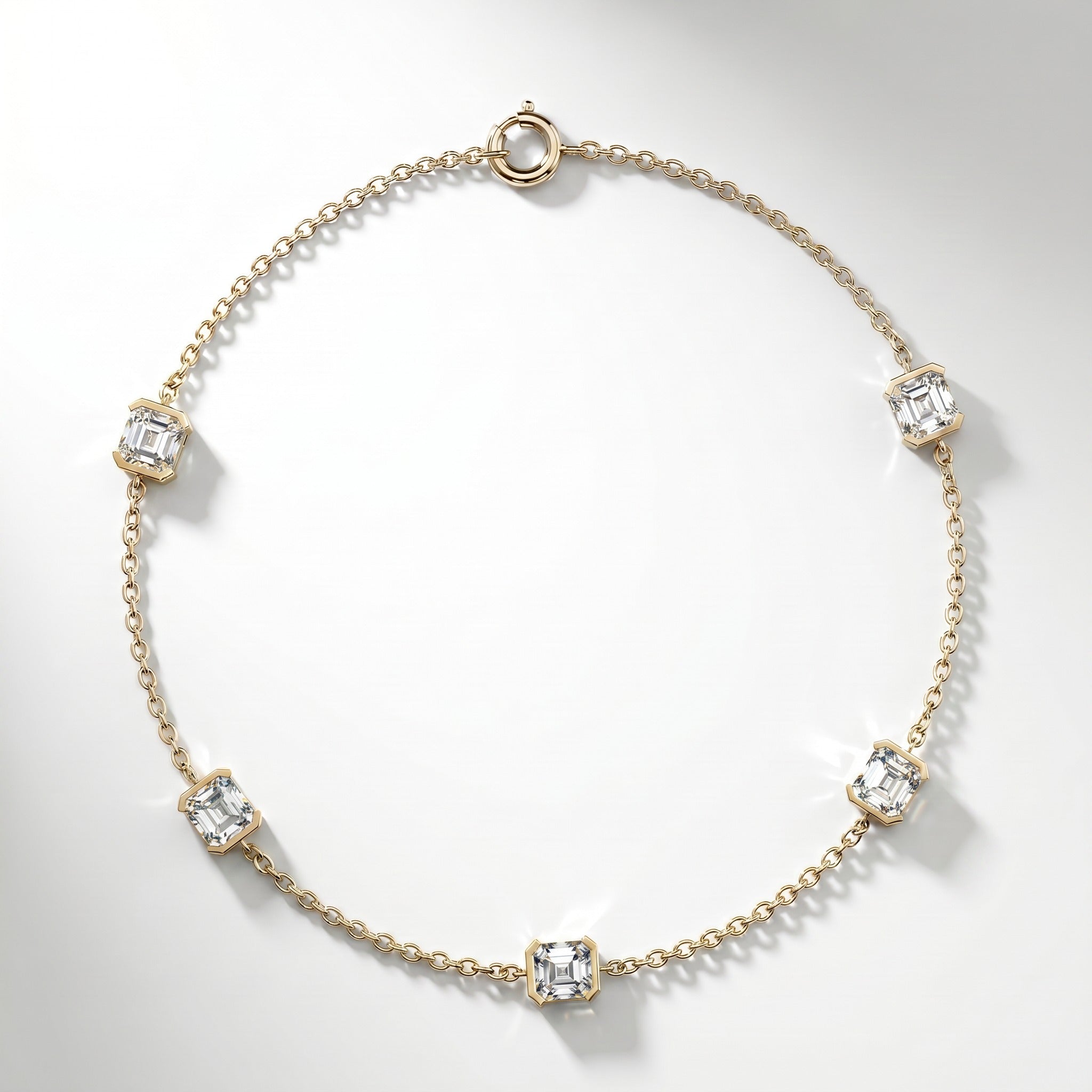 Pulsera Faubourg 1925 en oro reciclado de 18 quilates con 5 diamantes de laboratorio talla Asscher blancos – Lauredi