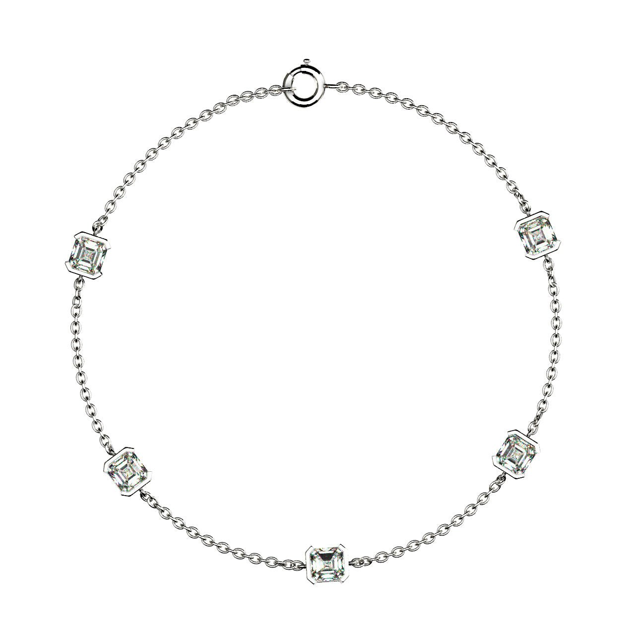 Bracelet Faubourg 1925 - 5 Diamants Asscher Blancs, Or Blanc/Jaune 18 carats - Lauredi