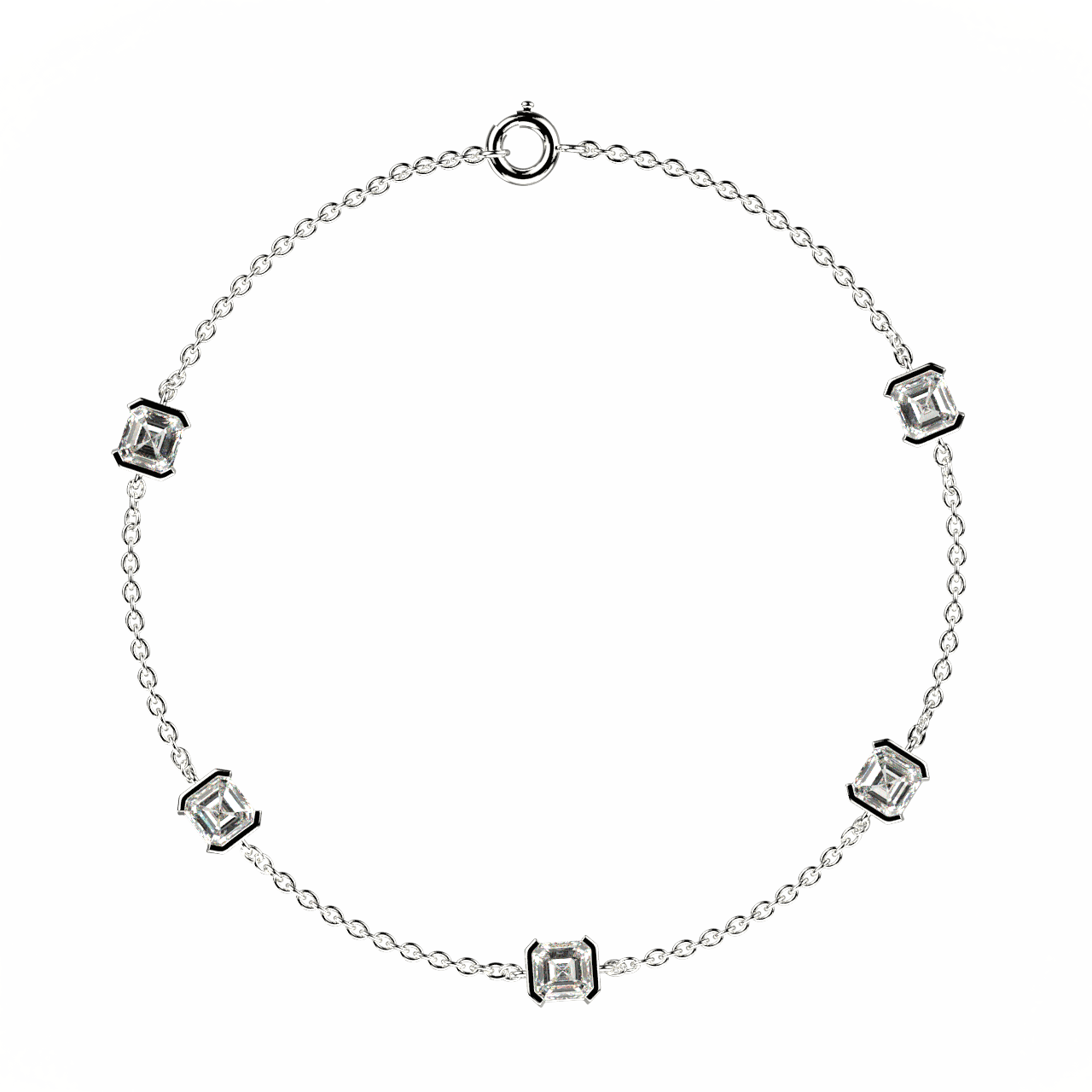 Bracelet Faubourg 1925 - 5 Diamants Asscher Blancs, Or Blanc/Jaune 18 carats - Lauredi