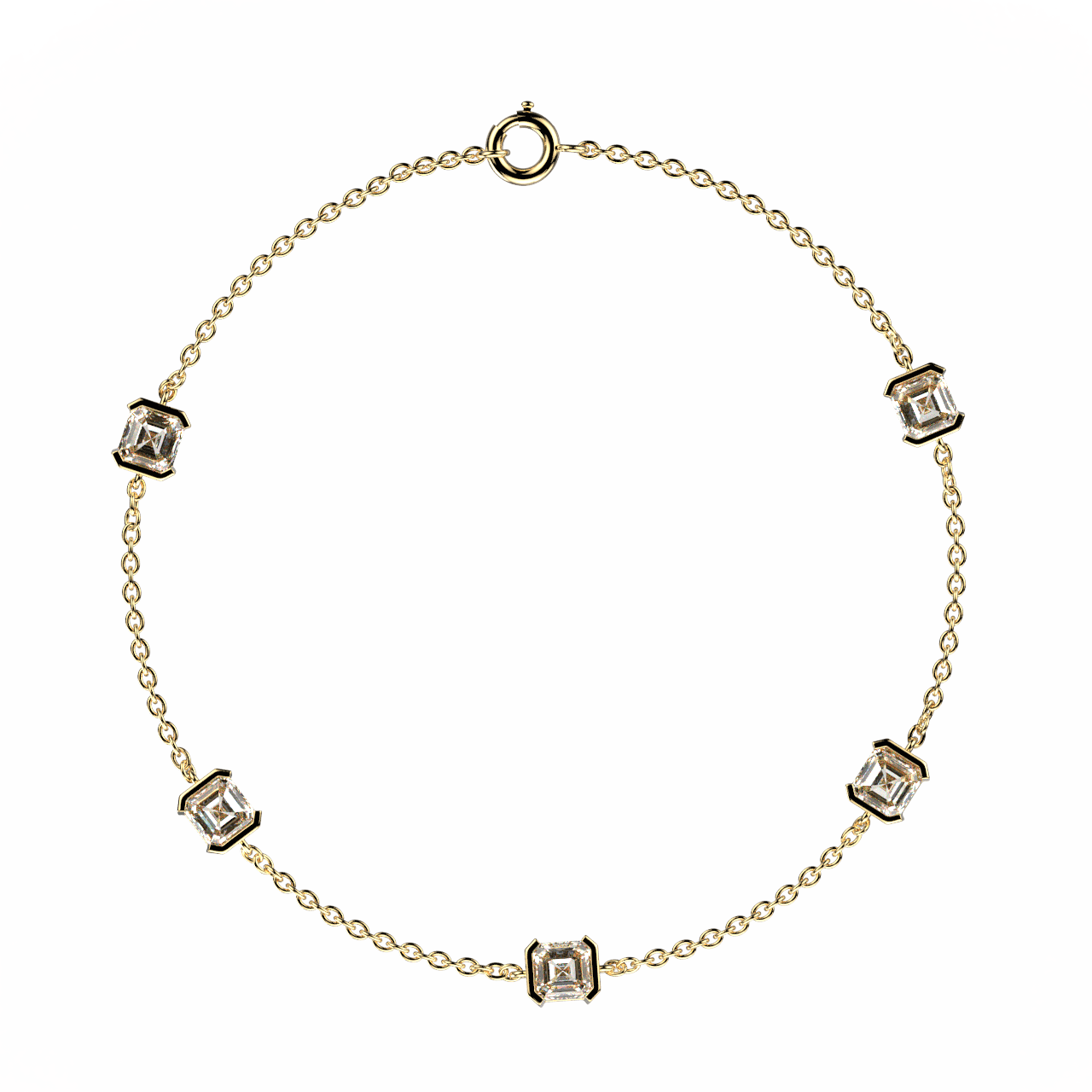 Bracelet Faubourg 1925 - 5 Diamants Asscher Blancs, Or Blanc/Jaune 18 carats - Lauredi