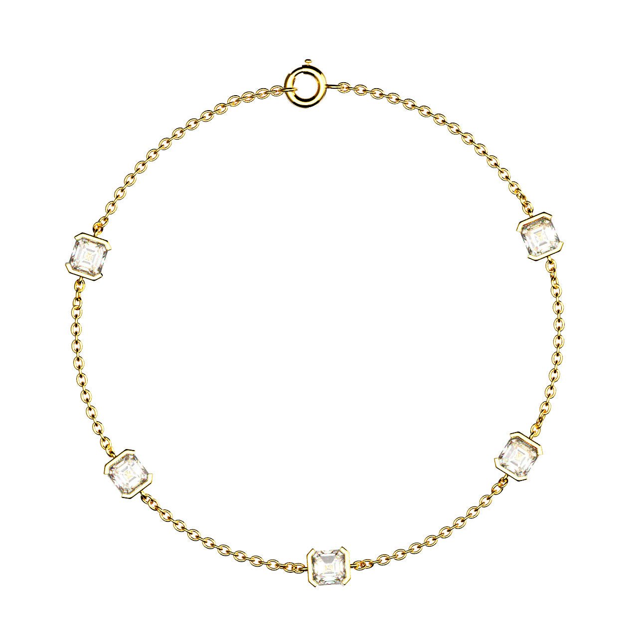 Bracelet Faubourg 1925 - 5 Diamants Asscher Blancs, Or Blanc/Jaune 18 carats - Lauredi