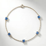 Pulsera Faubourg 1925 en oro reciclado de 18 quilates con 5 diamantes de laboratorio talla Asscher azules – Lauredi