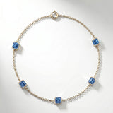 Pulsera Faubourg 1925 en oro reciclado de 18 quilates con 5 diamantes de laboratorio talla Asscher azules – Lauredi