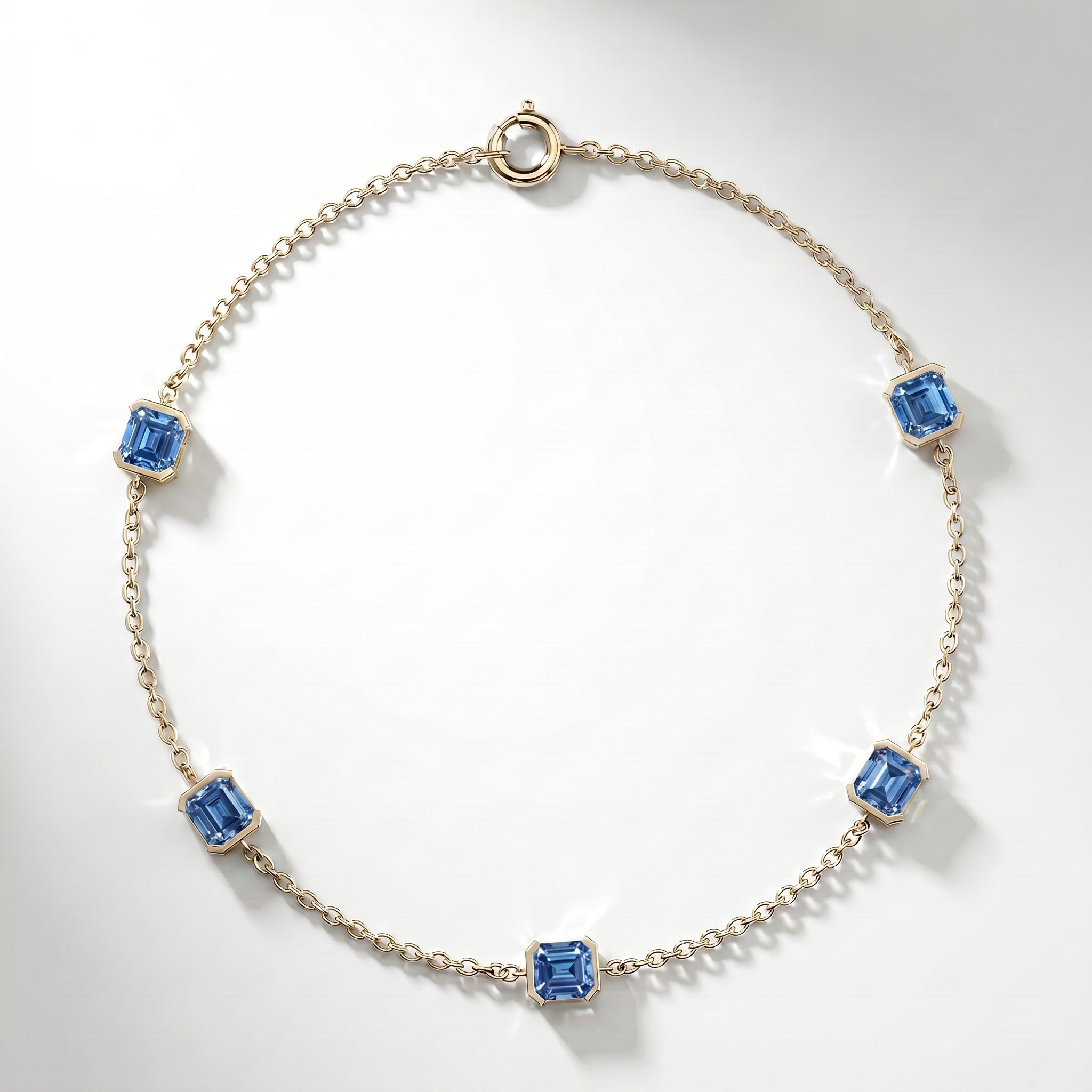 Pulsera Faubourg 1925 en oro reciclado de 18 quilates con 5 diamantes de laboratorio talla Asscher azules – Lauredi