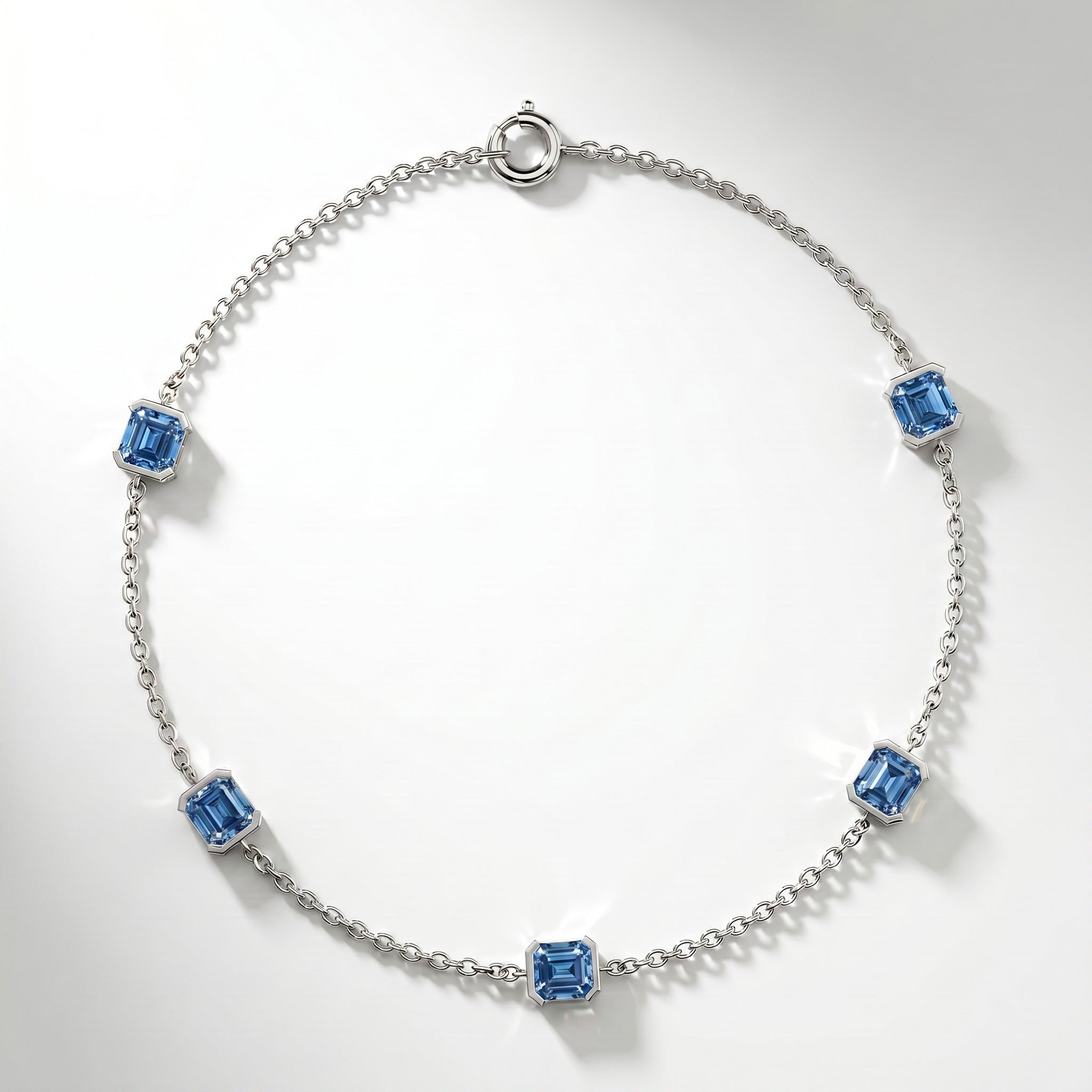 Bracciale Faubourg 1925 in oro riciclato 18 carati con 5 diamanti di laboratorio taglio Asscher blu – Lauredi
