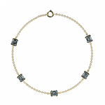 Bracelet Faubourg 1925 - 5 Diamants Asscher Bleus, Or Blanc/Jaune 18 carats - Lauredi