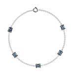 Bracelet Faubourg 1925 - 5 Diamants Asscher Bleus, Or Blanc/Jaune 18 carats - Lauredi