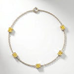 Pulsera Faubourg 1925 en oro reciclado de 18 quilates con 5 diamantes de laboratorio talla Asscher amarillos – Lauredi